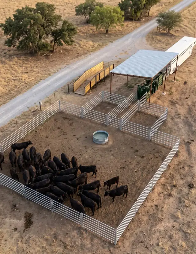 Aerial view of the finished S32 corral